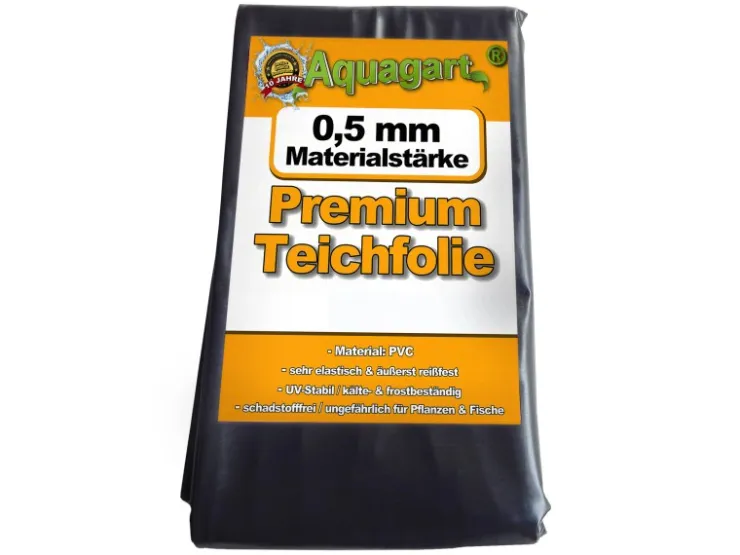 Aquagart Teichfolie PVC 12m x 6m 0,5mm Schwarz Folie für den Gartenteich* Zimmerbrunnen