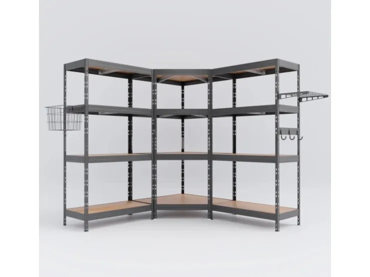 AR Shelving Rivet Set 180x180x180x45 cm mit 4 HDF-Böden verzinkt mit Zubehör