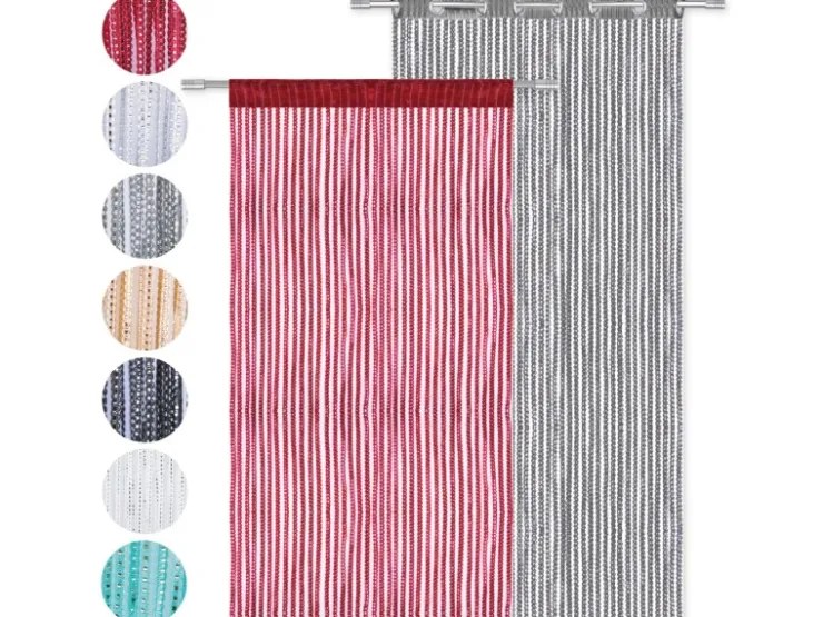 Arsvita Fadenvorhang Fadengardine Gardine Vorhang Metall-Optik 140 cm x 250 cm Ösen