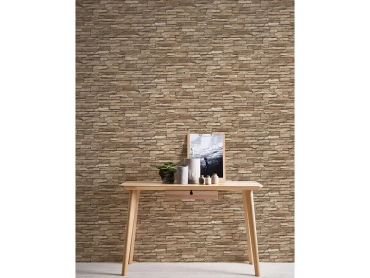 AS-Creation A.S. Création Tapete Stein-Optik Braun und Beige 53 cm x 10,05 m AS-958332