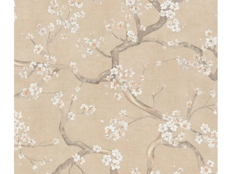 AS-Creation A.S. Création Vliestapete Floral Creme Braun Weiß Metallic 10,05 m x 0,53 m