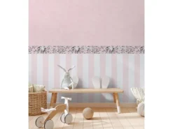 AS-Creation A.S. Creation Vlies-Bordüre Blümchen Vogel 5 m x 0,13 m Grün-Rosa-Lila FSC®