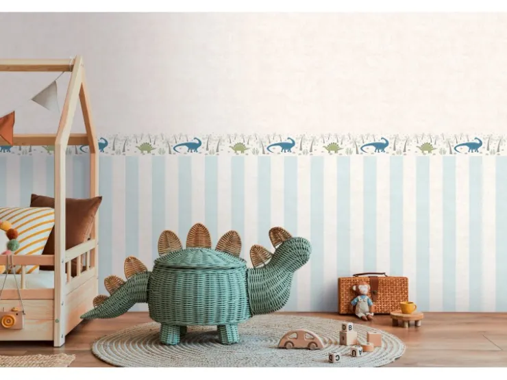 AS-Creation A.S. Creation Vlies-Bordüre Dinos 5 m x 0,13 m Blau-Bunt-Grün FSC®