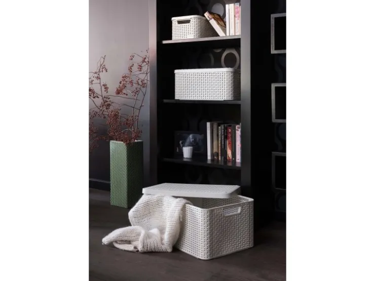 Curver Aufbewahrungsboxen Style 3-er Set Creme S + M + L* Aufbewahrung