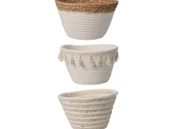Aufbewahrungskorb 3-fach sortiert Ø 22 cm x 14 cm Natur* Dekorative Figuren