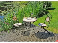 Garden Pleasure Balkon-Sitzgruppe Amarillo Mosaik Braun-Grau-Rot-Beige 3-tlg.* Mosaik