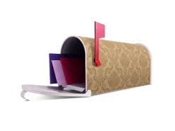 Banjado Amerikanischer Briefkasten Weiß 48x22x16cm US Mailbox Letterbox Postkasten Stahl Pulverbeschichtet Motiv Tapete Beige