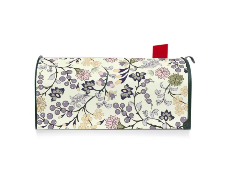 Banjado Amerikanischer Briefkasten Grün 48x22x16cm US Mailbox Letterbox Postkasten Stahl Pulverbeschichtet Motiv Florale Tapete