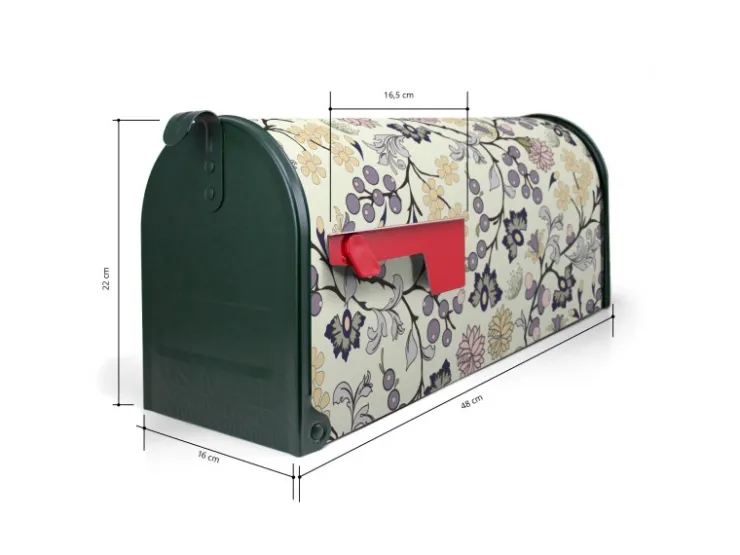 Banjado Amerikanischer Briefkasten Grün 48x22x16cm US Mailbox Letterbox Postkasten Stahl Pulverbeschichtet Motiv Florale Tapete