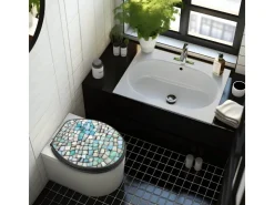 Banjado Anthrazit Toilettendeckel Mit Absenkautomatik WC-Sitz Soft Close Hygienischer Klodeckel MDF Mit Motiv Mosaik Blau* Mosaik