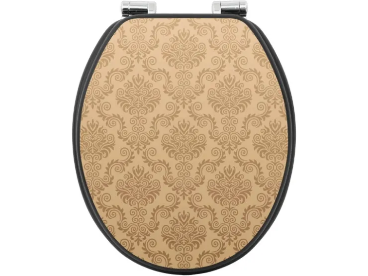 Banjado Anthrazit Toilettendeckel Mit Absenkautomatik WC-Sitz Soft Close Hygienischer Klodeckel MDF Mit Motiv Tapete Beige* Tapezierzubehör