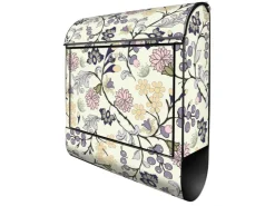 Banjado Design Briefkasten Schwarz Pulverbeschichtet 39x47x14cm 2 Schlüssel Mit Zeitungsfach Motiv Florale Tapete* Tapezierzubehör