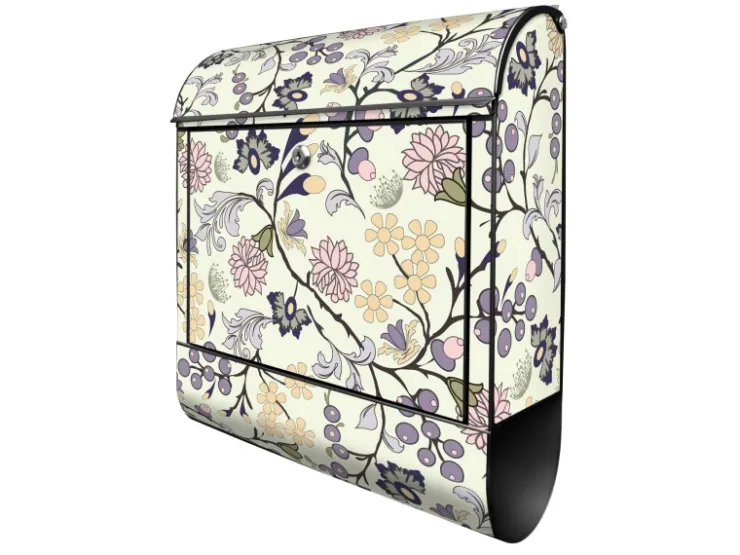 Banjado Design Briefkasten Schwarz Pulverbeschichtet 39x47x14cm 2 Schlüssel Mit Zeitungsfach Motiv Florale Tapete* Tapezierzubehör