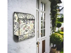 Banjado Design Briefkasten Schwarz Pulverbeschichtet 39x47x14cm 2 Schlüssel Mit Zeitungsfach Motiv Florale Tapete* Tapezierzubehör