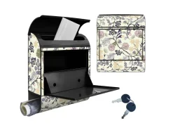 Banjado Design Briefkasten Schwarz Pulverbeschichtet 39x47x14cm 2 Schlüssel Mit Zeitungsfach Motiv Florale Tapete* Tapezierzubehör