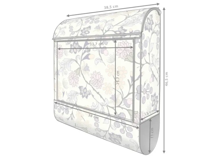 Banjado Design Briefkasten Schwarz Pulverbeschichtet 39x47x14cm 2 Schlüssel Mit Zeitungsfach Motiv Florale Tapete* Tapezierzubehör