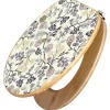 Banjado Design WC Sitz Bambus Toilettendeckel Toilettensitz Bambus Holz Klodeckel WC-Sitz Universal Scharnieren Motiv Florale Tapete