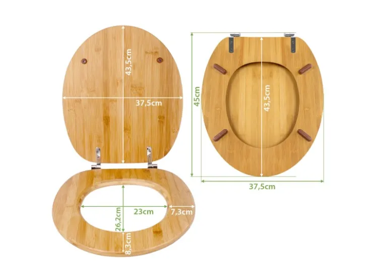 Banjado Design WC Sitz Bambus Toilettendeckel Toilettensitz Bambus Holz Klodeckel WC-Sitz Universal Scharnieren Motiv Florale Tapete