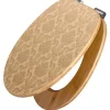 Banjado Design WC Sitz Bambus Holz Toilettendeckel Mit Absenkautomatik Klodeckel WC-Sitz Soft Close Mit Motiv Tapete Beige