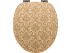 Banjado Design WC Sitz Bambus Holz Toilettendeckel Mit Absenkautomatik Klodeckel WC-Sitz Soft Close Mit Motiv Tapete Beige