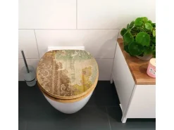 Banjado Design WC Sitz Bambus Holz Toilettendeckel Mit Absenkautomatik Klodeckel WC-Sitz Soft Close Mit Motiv Alte Tapeten* Tapezierzubehör