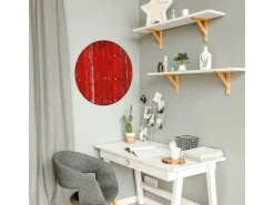 Banjado Magnettafel Rund Größe 47cm Magnetwand Schwarz Aus Metall Magnetpinnwand Pinnwand Motiv Rote Holzlatten* Wanddekoration|Pinnwände