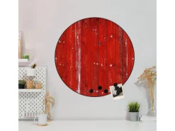 Banjado Magnettafel Rund Größe 47cm Magnetwand Schwarz Aus Metall Magnetpinnwand Pinnwand Motiv Rote Holzlatten* Wanddekoration|Pinnwände