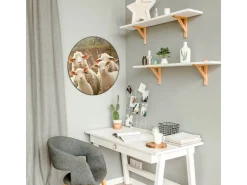 Banjado Magnettafel Rund Größe 47cm Magnetwand Schwarz Aus Metall Magnetpinnwand Pinnwand Motiv Schaffamilie* Pinnwände
