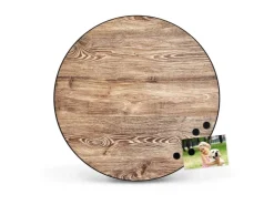 Banjado Magnettafel Rund Größe 47cm Magnetwand Schwarz Aus Metall Magnetpinnwand Pinnwand Motiv Maserung