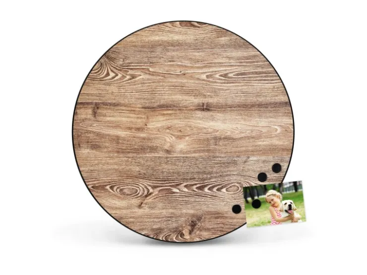 Banjado Magnettafel Rund Größe 47cm Magnetwand Schwarz Aus Metall Magnetpinnwand Pinnwand Motiv Maserung