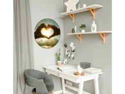 Banjado Magnettafel Rund Größe 47cm Magnetwand Schwarz Aus Metall Magnetpinnwand Pinnwand Motiv Sonne Im Herzen* Wanddekoration|Pinnwände