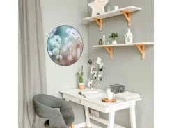 Banjado Magnettafel Rund Größe 47cm Magnetwand Schwarz Aus Metall Magnetpinnwand Pinnwand Motiv Lauchblüte