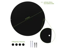 Banjado Magnettafel Rund Größe 47cm Magnetwand Schwarz Aus Metall Magnetpinnwand Pinnwand Motiv Kork* Pinnwände