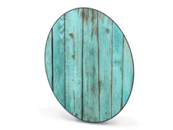 Banjado Magnettafel Rund Größe 47cm Magnetwand Schwarz Aus Metall Magnetpinnwand Pinnwand Motiv Blaues Holz