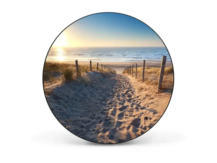 Banjado Magnettafel Rund Größe 47cm Magnetwand Schwarz Aus Metall Magnetpinnwand Pinnwand Motiv Nordseestrand* Pinnwände