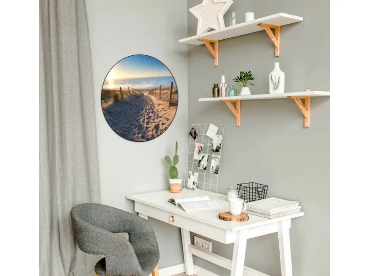 Banjado Magnettafel Rund Größe 47cm Magnetwand Schwarz Aus Metall Magnetpinnwand Pinnwand Motiv Nordseestrand* Pinnwände