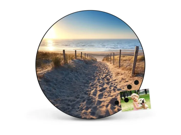 Banjado Magnettafel Rund Größe 47cm Magnetwand Schwarz Aus Metall Magnetpinnwand Pinnwand Motiv Nordseestrand* Pinnwände