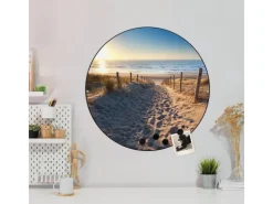 Banjado Magnettafel Rund Größe 47cm Magnetwand Schwarz Aus Metall Magnetpinnwand Pinnwand Motiv Nordseestrand* Pinnwände