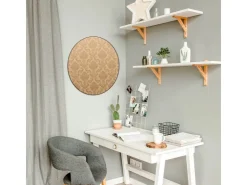 Banjado Magnettafel Rund Größe 47cm Magnetwand Schwarz Aus Metall Magnetpinnwand Pinnwand Motiv Tapete Beige* Pinnwände