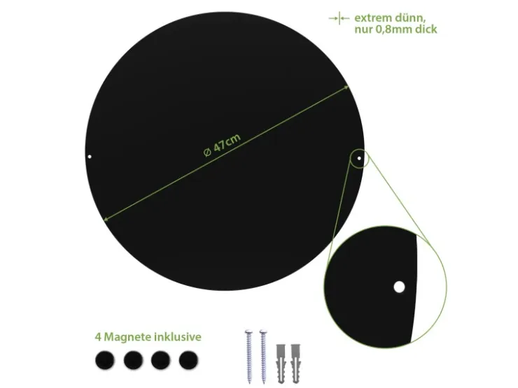 Banjado Magnettafel Rund Größe 47cm Magnetwand Schwarz Aus Metall Magnetpinnwand Pinnwand Motiv Zeitungen