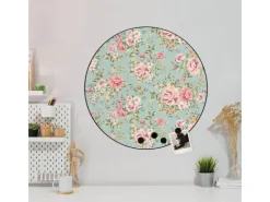 Banjado Magnettafel Rund Größe 47cm Magnetwand Schwarz Aus Metall Magnetpinnwand Pinnwand Motiv Altrosa Blume