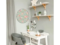 Banjado Magnettafel Rund Größe 47cm Magnetwand Schwarz Aus Metall Magnetpinnwand Pinnwand Motiv Altrosa Blume