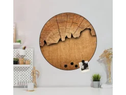 Banjado Magnettafel Rund Größe 47cm Magnetwand Schwarz Aus Metall Magnetpinnwand Pinnwand Motiv Holz* Pinnwände