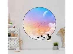Banjado Magnettafel Rund Größe 47cm Magnetwand Schwarz Aus Metall Magnetpinnwand Pinnwand Motiv Vögel Am Himmel* Pinnwände
