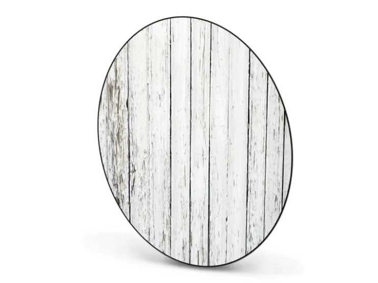 Banjado Magnettafel Rund Größe 47cm Magnetwand Schwarz Aus Metall Magnetpinnwand Pinnwand Motiv Weißer Bretterzaun