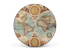 Banjado Magnettafel Rund Größe 47cm Magnetwand Schwarz Aus Metall Magnetpinnwand Pinnwand Motiv Historische Weltkarte* Pinnwände
