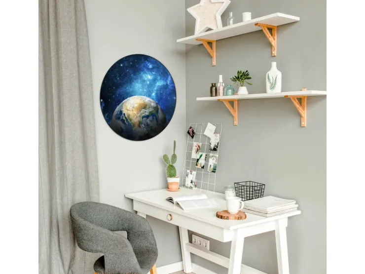 Banjado Magnettafel Rund Größe 47cm Magnetwand Schwarz Aus Metall Magnetpinnwand Pinnwand Motiv Erdkugel* Pinnwände