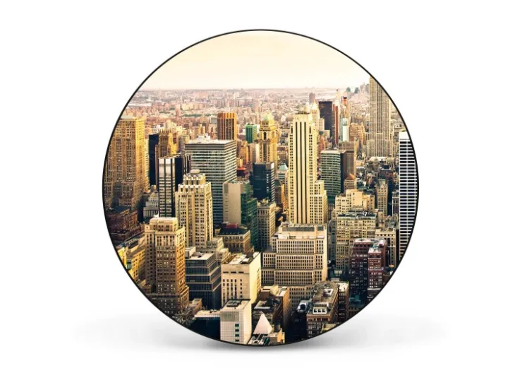 Banjado Magnettafel Rund Größe 47cm Magnetwand Schwarz Aus Metall Magnetpinnwand Pinnwand Motiv New York City