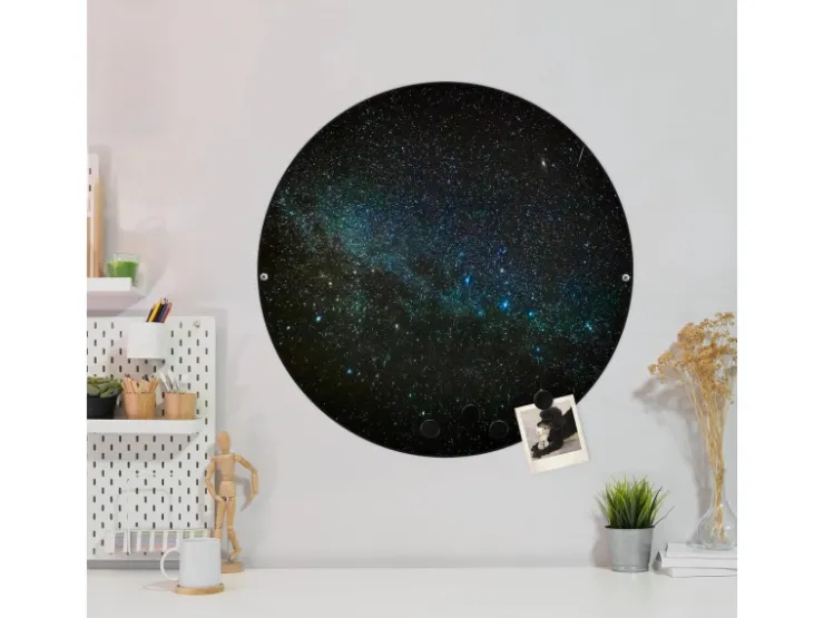 Banjado Magnettafel Rund Größe 47cm Magnetwand Schwarz Aus Metall Magnetpinnwand Pinnwand Motiv Nachthimmel* Pinnwände