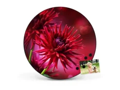 Banjado Magnettafel Rund Größe 47cm Magnetwand Schwarz Aus Metall Magnetpinnwand Pinnwand Motiv Rote Dahlien* Pinnwände